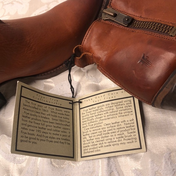 Frye Sasha Moto Shortie Boot NWT, Cognac, Size 9.5 NWOB - Picture 9 of 9